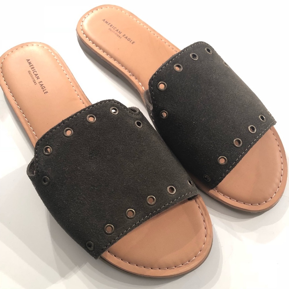 American Eagle Suede Loafer Slide Sandal Size 9